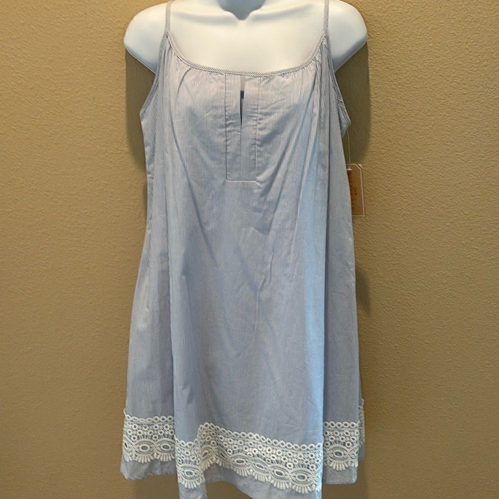 NWT Copper Key: light blue striped / Spaghetti straps / Mini Summer Dress Small